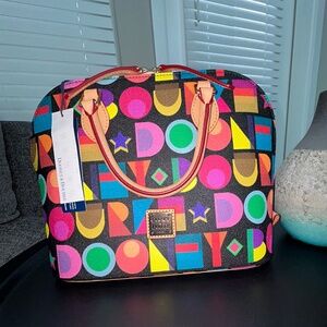 NEW! Dooney & Bourke Art Deco Zip Zip Satchel